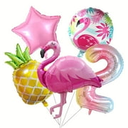 Tropical Flamingo Pineapple Foil Set Number 2 Color Number Balloon Girl Birthday Hawaiian Party Baby Shower Decoration