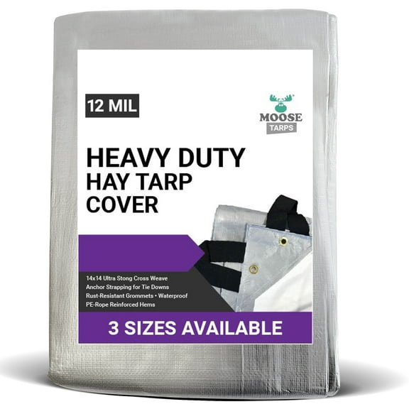 Moose Supply Heavy Duty Waterproof Hay Tarp Cover, 25' x 33'