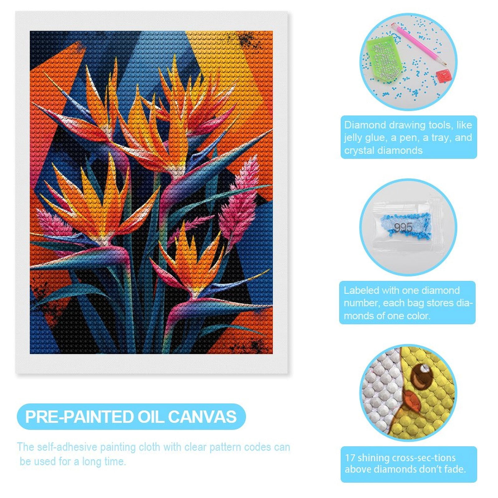 Diamond Art Kits for Adults, Birds Of Paradise Artistry 5D Diamond Painting Kits for Adults Beginners, DIY Full Drill Diamond Painting, Gem Art and Crafts 12x16