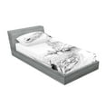 thumbnail image 2 of Ambesonne Black and White Fitted Sheet & Pillow Sham Set, Sea Coast Holiday, Twinxl, Black White, 2 of 2