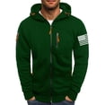 thumbnail image 2 of Htigea Men Hoodies Casual Hoodies for Men with Zip Pockets Full Zip Long Sleeve Sweatshirt Sports Hooded Jacket Green,M, 2 of 3
