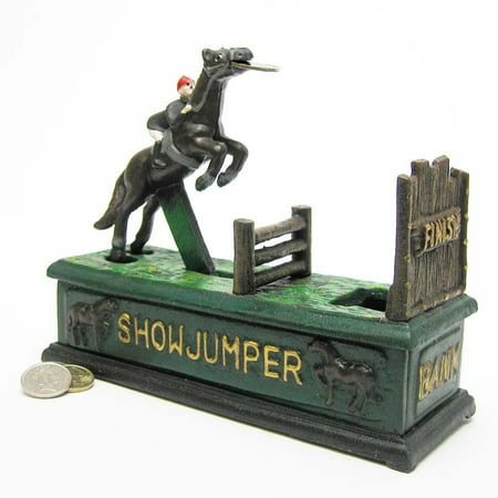 Uncle Sam Mechanical Bank European Equestrian Show House Jumper Collectible Authentic Foundry Cast Iron Mechanical Bank ()