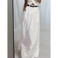 thumbnail image 5 of Women's Pockets Maxi Long High Waist Straight Skirts Floor Skirt for Casual White S, 5 of 9