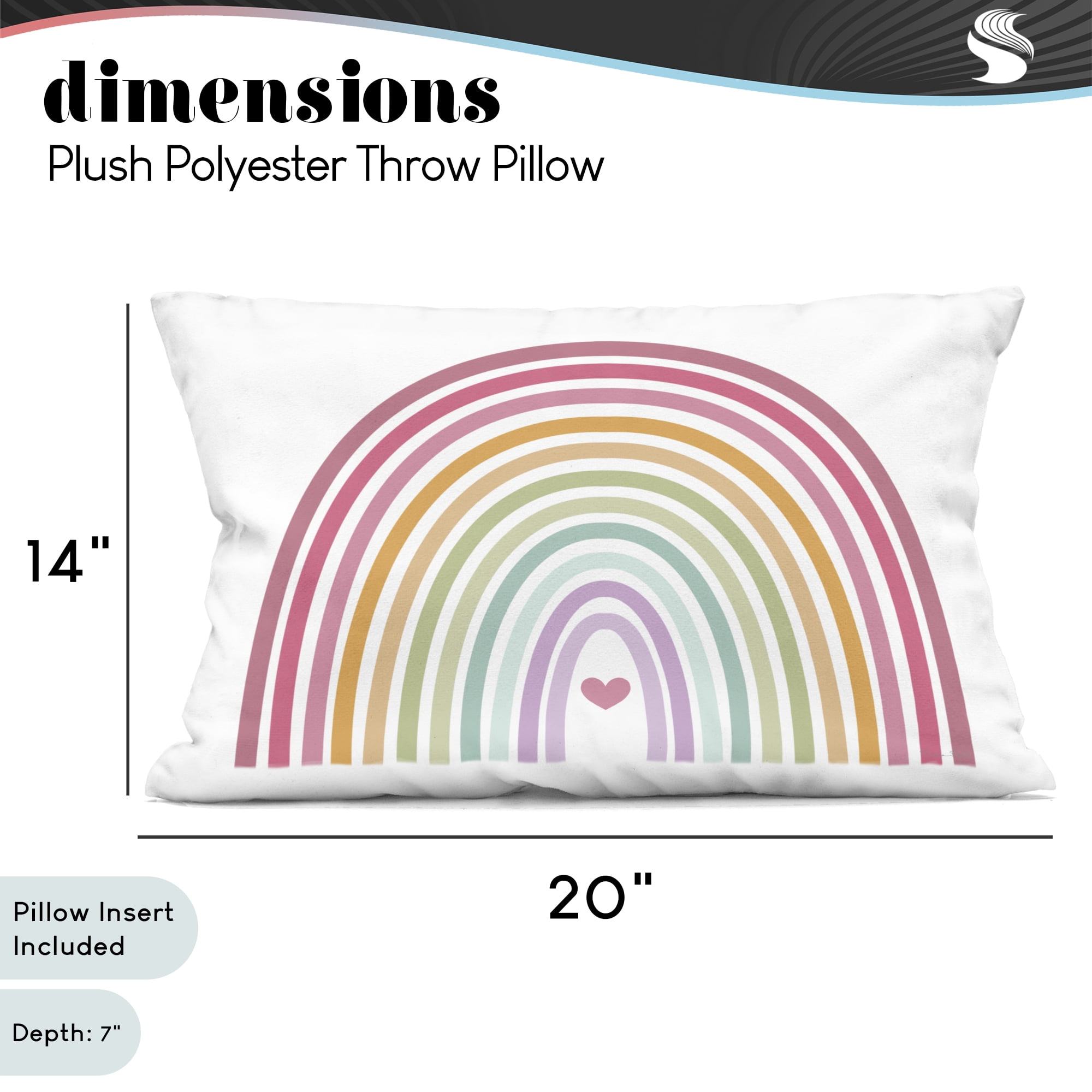 Stupell Industries Rainbow Love & Heart Decorative Printed Throw Pillow, design by Susan Ball