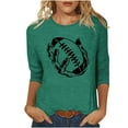 thumbnail image 2 of SOOMLON 3/4 Sleeve Tops for Women Plus Size Tunic Game Day Tops Casual Round Neck Shirts Funny Football Mom Graphic T Shirts 2025 Trendy Spring Summer Ladies Tops Loose Fit Outfits Pullover Green S, 2 of 4
