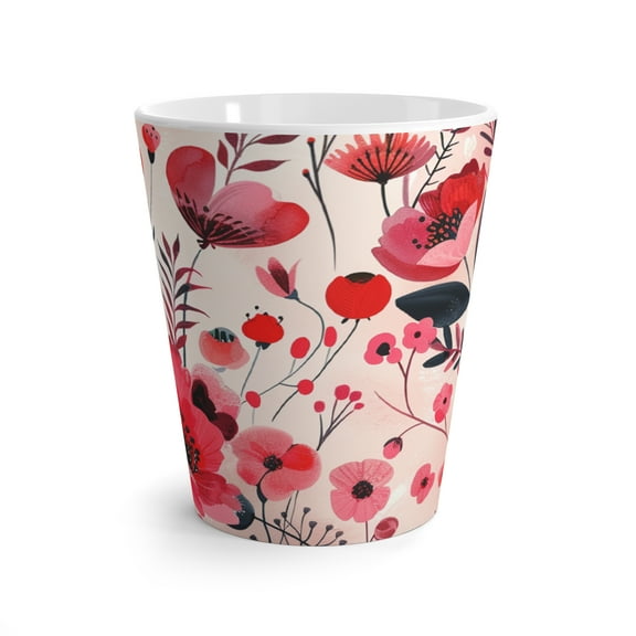 Pink and Red Floral Coffee Latte Mug