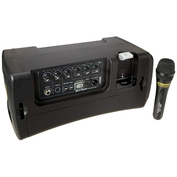 DJ Tech IVISA50LIGHT 50W Amplifier Speaker ABS Battery Portable PA System iPod Player   1 MK100 Mic