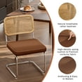 thumbnail image 4 of Natural Rattan Dining Chairs Set of 4, Modern Dining Room Chairs with Solid Wood Back for Kitchen Living Room, Linen Fabric Dining Room Chairs, 4 of 9