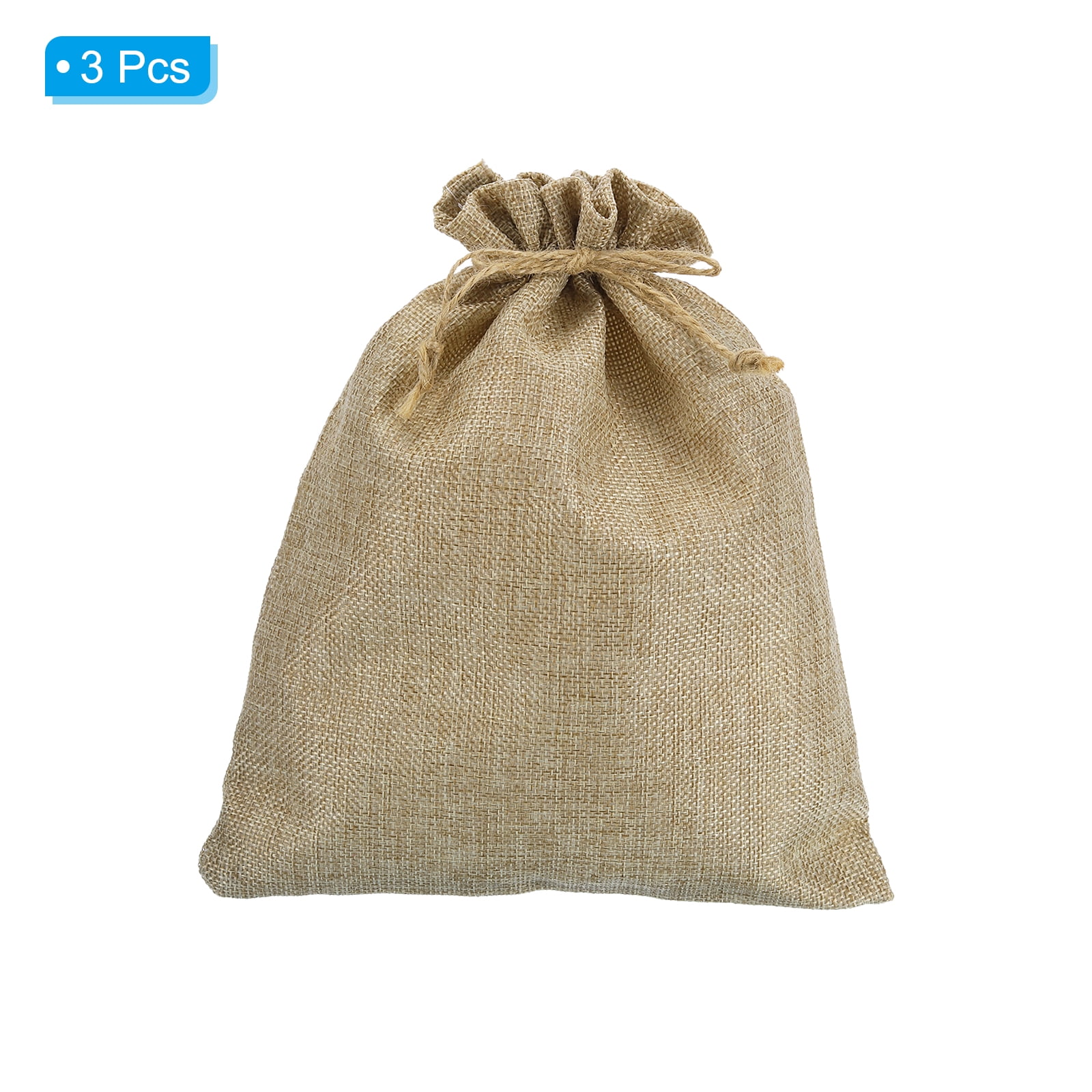 Unique Bargains Coin Money Sacks Bag with Drawstring Closure Beige 10" x 8"