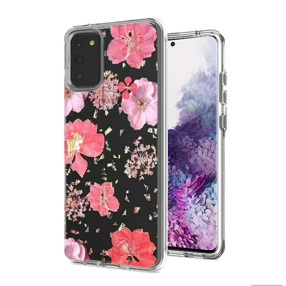 For Samsung Galaxy S20 Plus S20 S11 6.7inch Floral Glitter Design Case Cover - Pink Flowers