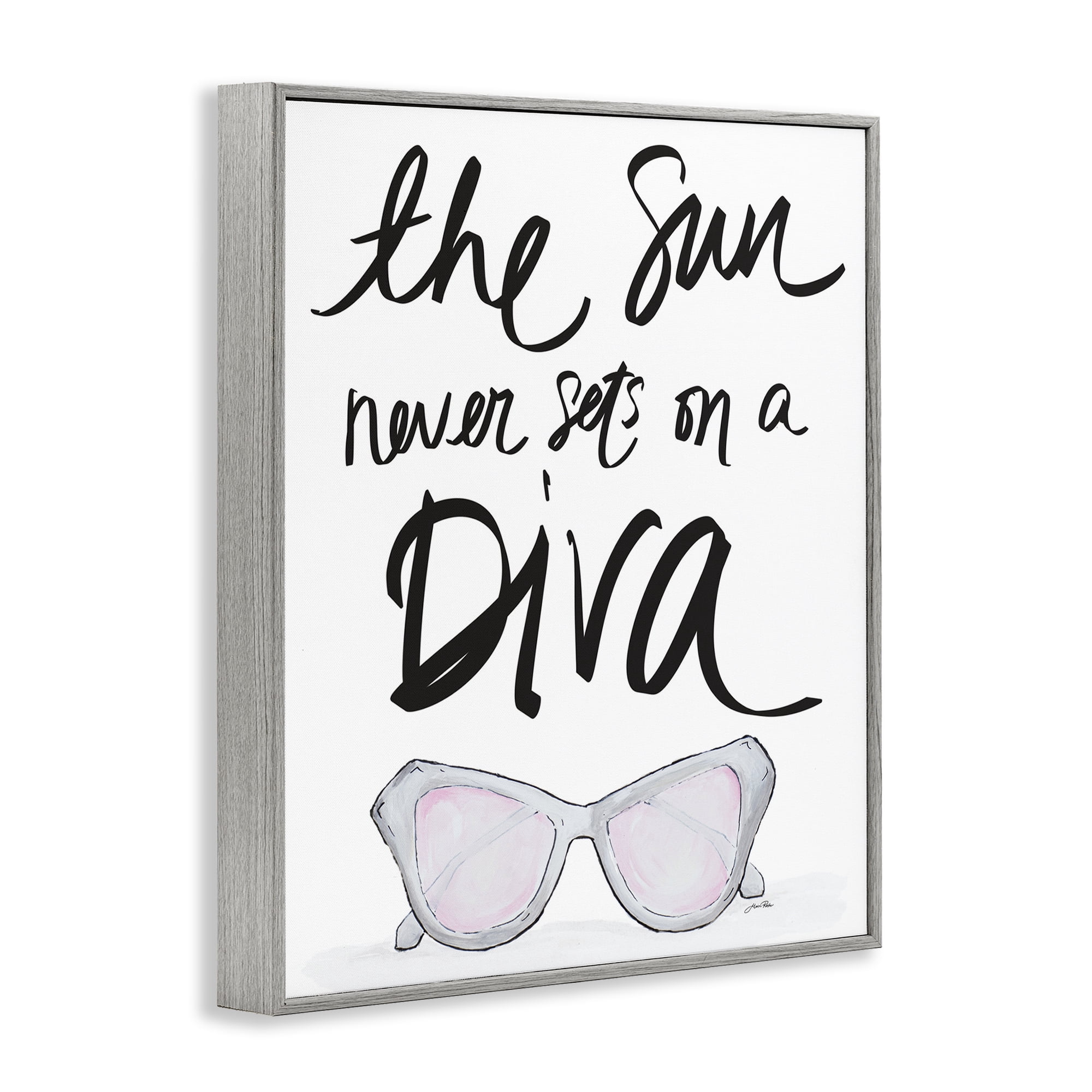 Stupell Industries Sun Never Sets on Diva Beauty & Fashion Painting Gray Framed Art Print Wall Art, 24 x 30