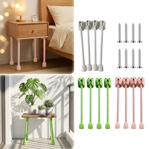 Bowayaoa Adjustable Folding Desk Legs, Steel Frame Table Feet with Load Capacity, Tool-Free Anti-Skid Foldable Legs for DIY Bed Laptop Table, Dorm & Space Saving Home Workstation Projects