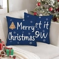 thumbnail image 4 of Christmas Pillow Covers 16x16 Inch Set of 2, Snowflake Merry Christmas Let it Snow Holiday Quote Decor Decorative Throw Cushion Cases Winter Decoration for Home Party Sofa Couch, Navy Blue, 4 of 5