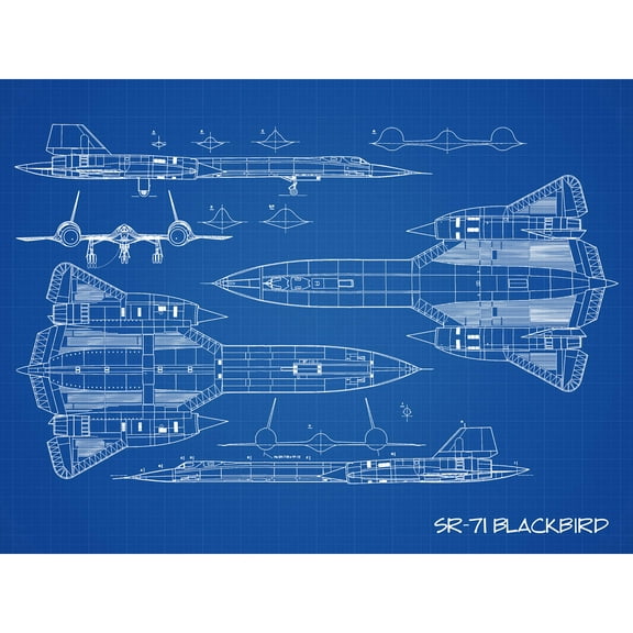 SR-71 Blackbird Habu US Aircraft Spy Plane Blueprint Plan Large Wall Art Poster
