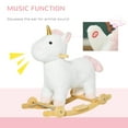 thumbnail image 3 of Qaba Rocking Horse, 2 in 1 Kids Ride on Horse, Rolling Unicorn with Sound, Wooden Base, Pedal, Grip Handle, Plush Riding Pony for 3-6 Years Old, White, 3 of 9