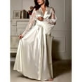 thumbnail image 3 of Women Ladies Satin Silk Nightdress Lingerie Sleepwear Dress Robe Nightie Gown (White,M), 3 of 5
