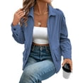 thumbnail image 6 of Cuteduck Women Corduroy Fall Fashion Jacket Zip Up Waffle Knit Casual Shacket Long Sleeve Lapel Coat with Pocket S-XL, 6 of 7