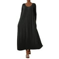 thumbnail image 2 of AUNVITO Women's Plus Size Oversized Long Sleeve Round Neck Dress with Pockets Casual and Comfortable Style, 2 of 8
