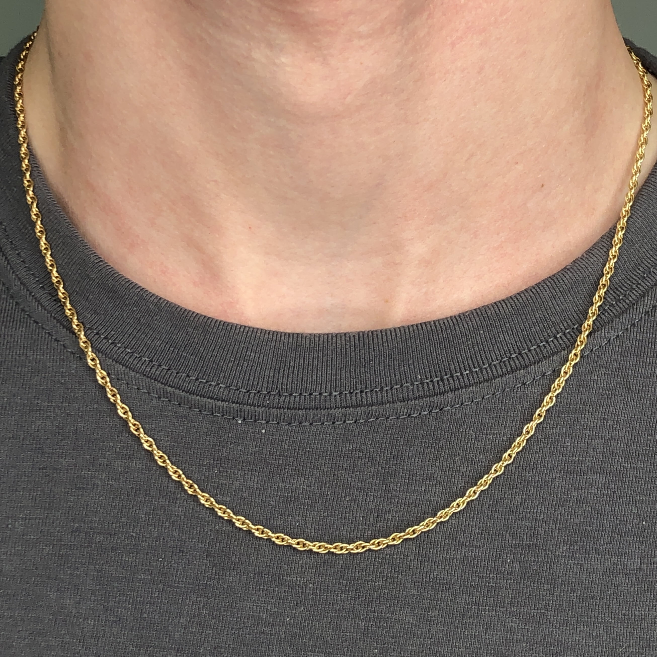 Solid 1/20 14k Yellow Gold Real Rope Chain 20 inches Mens Womens 2mm GoldsSolid