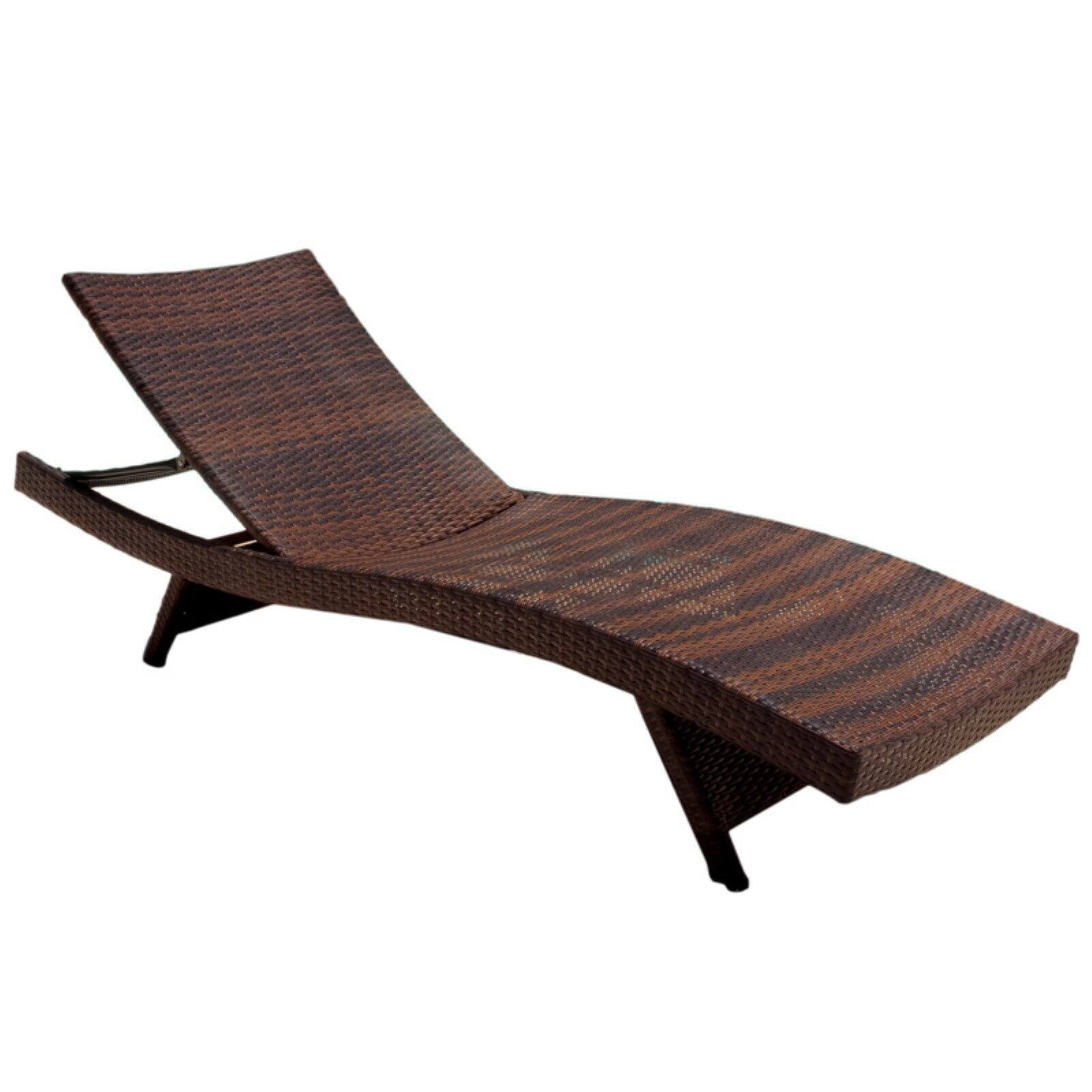 Wicker Multibrown Outdoor Adjustable Lounges Set of 2