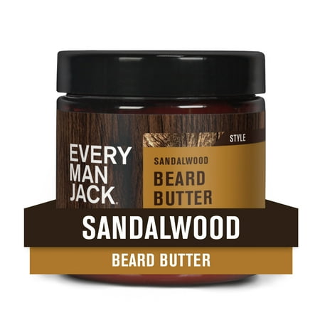 Every Man Jack Men's Beard Butter for Styling and Softening, Beard Balm, Sandalwood, 4 oz