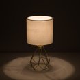 thumbnail image 3 of Bestco Table Lamp w/ Gold Hollowed Out Base, Desk Lamp With White Fabric Shade for Livingroom Bedroom Bedside, UL Certificated, 3 of 10