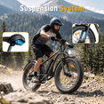 thumbnail image 5 of TRIWILL 26"Electric Bike for Adults, 750W Rated E-Mountain Bicycle, 28MPH Class 3 Fat Tire Ebike, 48V 15Ah Removable Battery, 7 Speed and Front Suspension with Rear Rack, UL2849, 5 of 9