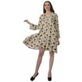 thumbnail image 2 of Moomaya Rayon Flared Dress For Womens Long Sleeve Printed V-Neck Casual Beach Dress For Girls, 2 of 7