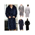 thumbnail image 2 of Sunisery Men Fall Winter Warm Long Sleeve Flannel Sleepwear Robe Shawl Bathrobe Pajamas Nightwear, 2 of 7