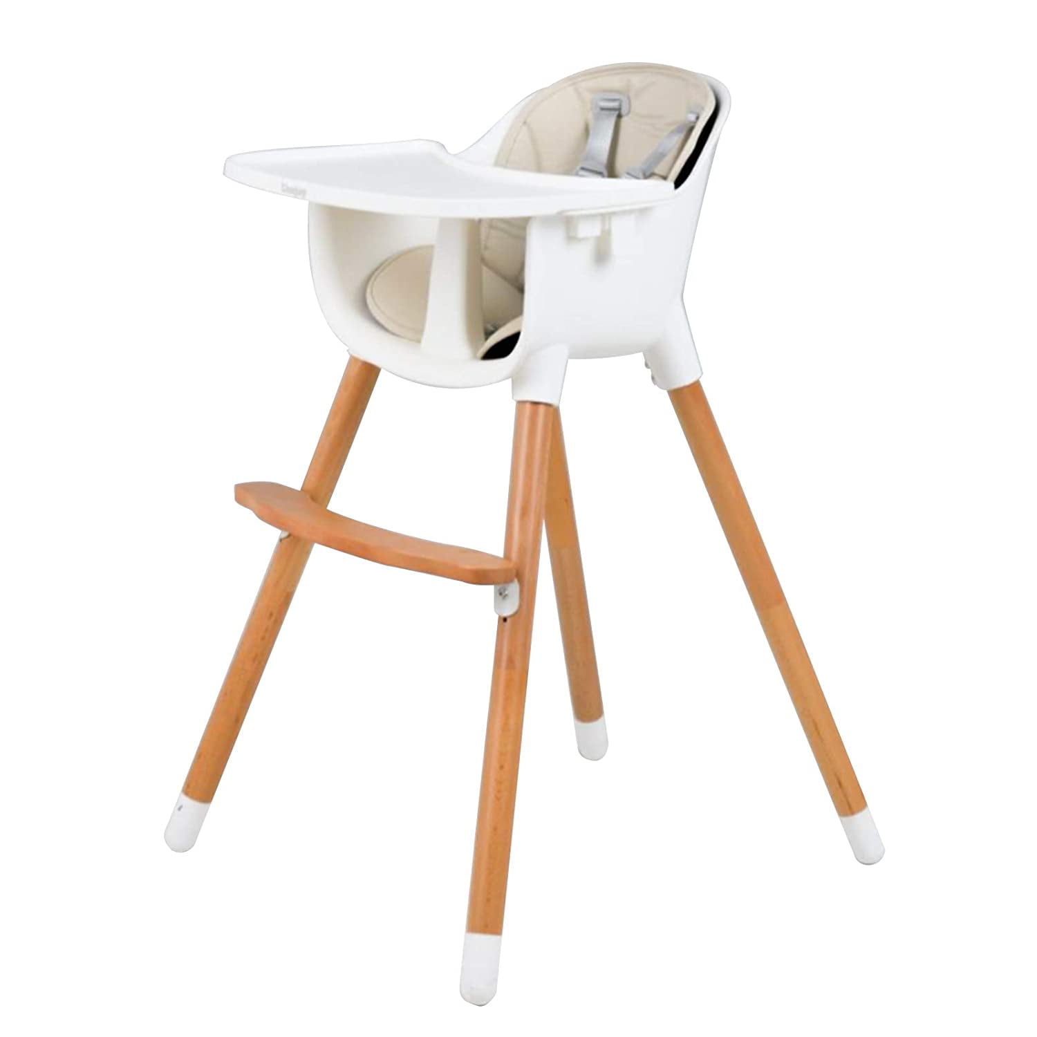 Uenjoy Adjustable Baby High Chair Beech Baby Dining Chair Toddler Feeding Booster Seat With 5 Point Seat Belt Movable Tray Seat Cushion High Quality Material Easy To Install And Clean White Walmart Com