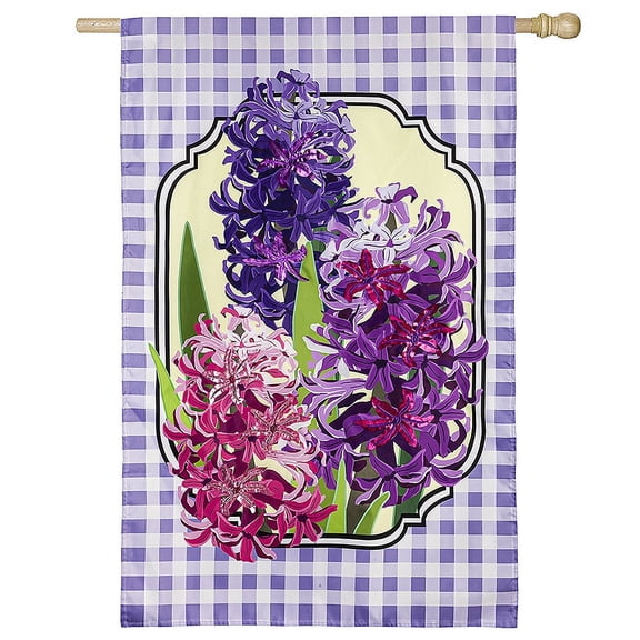 Evergreen Spring Hyacinths Applique House Flag 28 x 44 Inches Outdoor Decor for Homes and Gardens