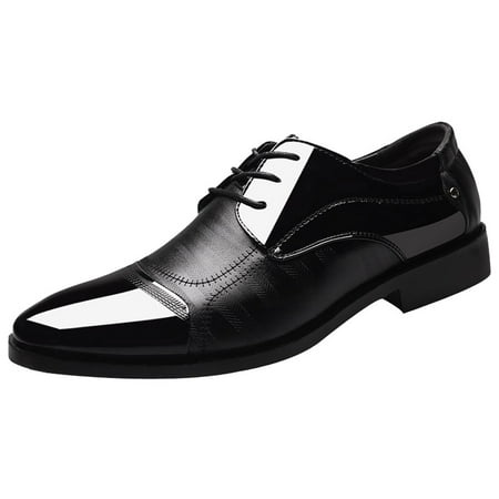 

Yoslce Mens Dress Shoes Modern Classic Lace Up Leather Lined Perforated Oxfords Shoes Mens White Sneaker Black 41