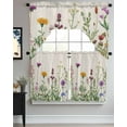 thumbnail image 3 of Spring Summer Flowers Swag Valance and Tier Curtains 24'' Length Set, Farmhouse Floral Botanical Rustic Light Filtering Kitchen Curtains, Tier Curtain Valances for Bathroom/Living Room/Bedroom/Café, 3 of 6