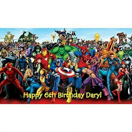 Marvel Superheroes, Birthday, Edible Cake Topper Image