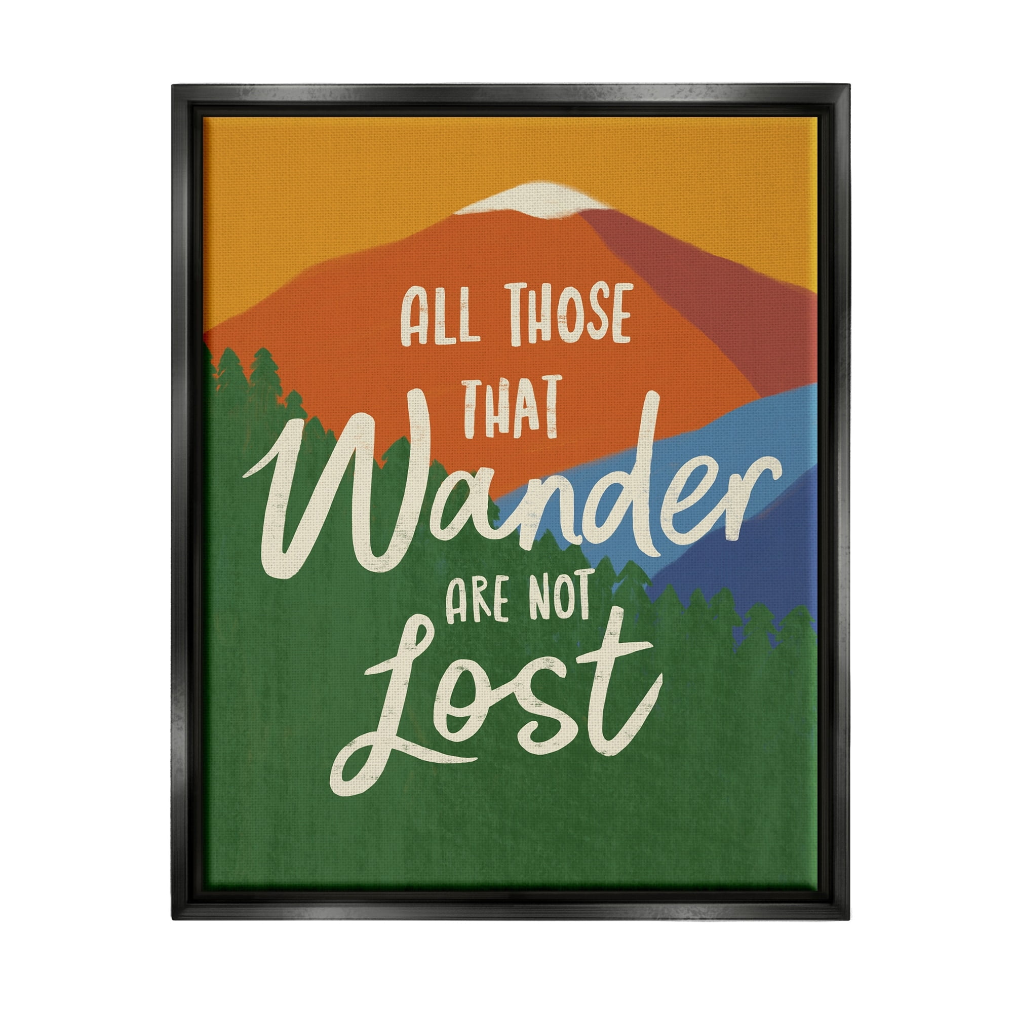 Stupell Industries Inspiring Adventure Quote Mountain Wilderness Scene Graphic Art Metallic Gold Floating Framed Canvas Print Wall Art, Design by Nina Seven
