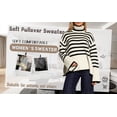 thumbnail image 4 of Langwyqu Striped Print Turtleneck Oversize Loose Knit Pullover Side Split Sweater, 4 of 5
