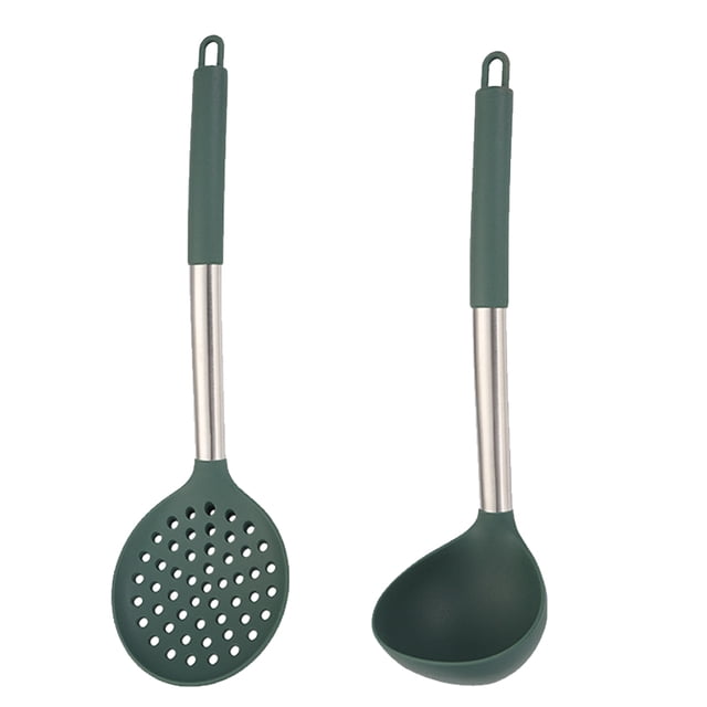 El sistema a prueba de calor del utensilio de cocina 2Pcs, BPA libera, utensilios de cocina antiadherentes con la manija del acero inoxidable