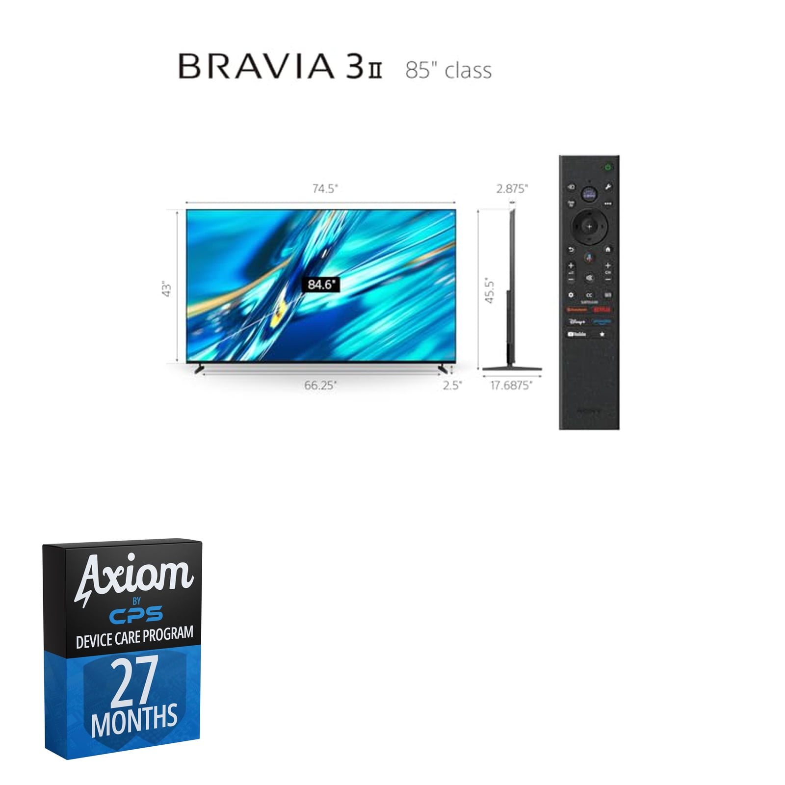 Sony BRAVIA 3 II 85-in 4K HDR LED TV - K85XR30M2 (2026) + 27-Month Axiom Care