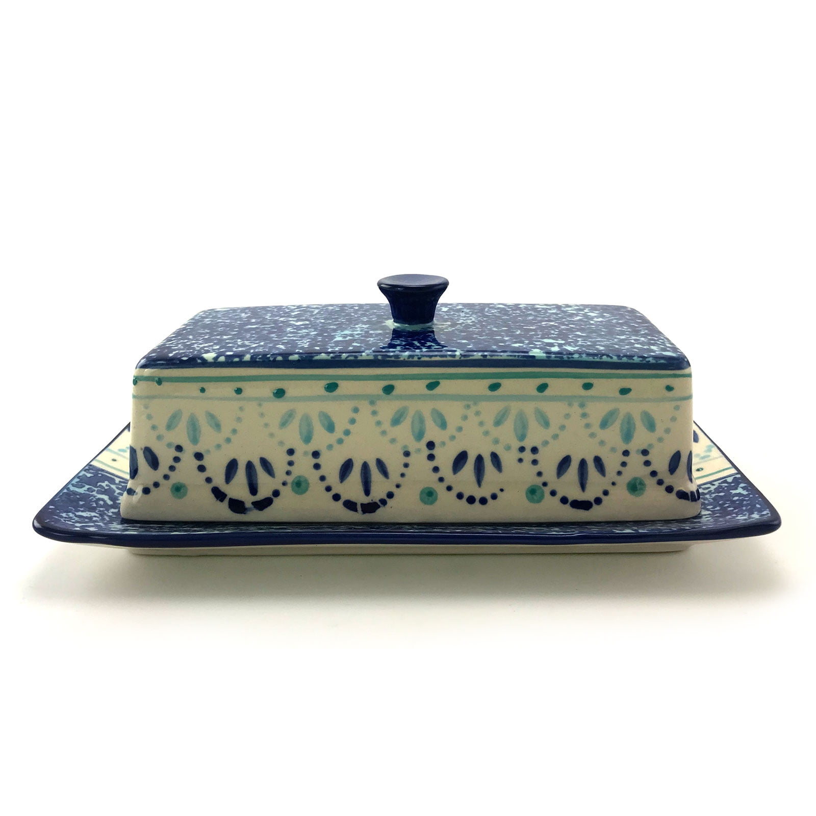 Gibson Meritage Ceramic Floral Butter Dish in Blue