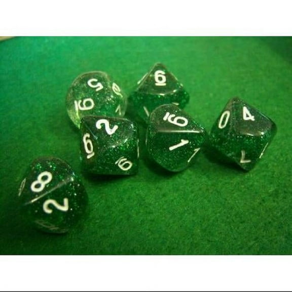 Pack of 10 D10 16mm Koplow Games Glitter Dice - Green