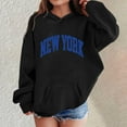 thumbnail image 2 of Hoodies for Girls City Name Letter Print Black Hoodie Long Sleeve Soft Sweatshirts Top Warm Fall Winter Clothes Toddler Girls Clothes 5-6 Years, 2 of 5