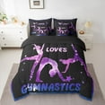 thumbnail image 2 of Homewish Gymnastics Lovers 7 Pieces Bedding Comforter Set,Chic Gliitter Print Full Bedding Set,Blue Purple Black Fitted Sheet Flat Sheet For Kids,Luxury Bedroom Decor Reversible, 2 of 8