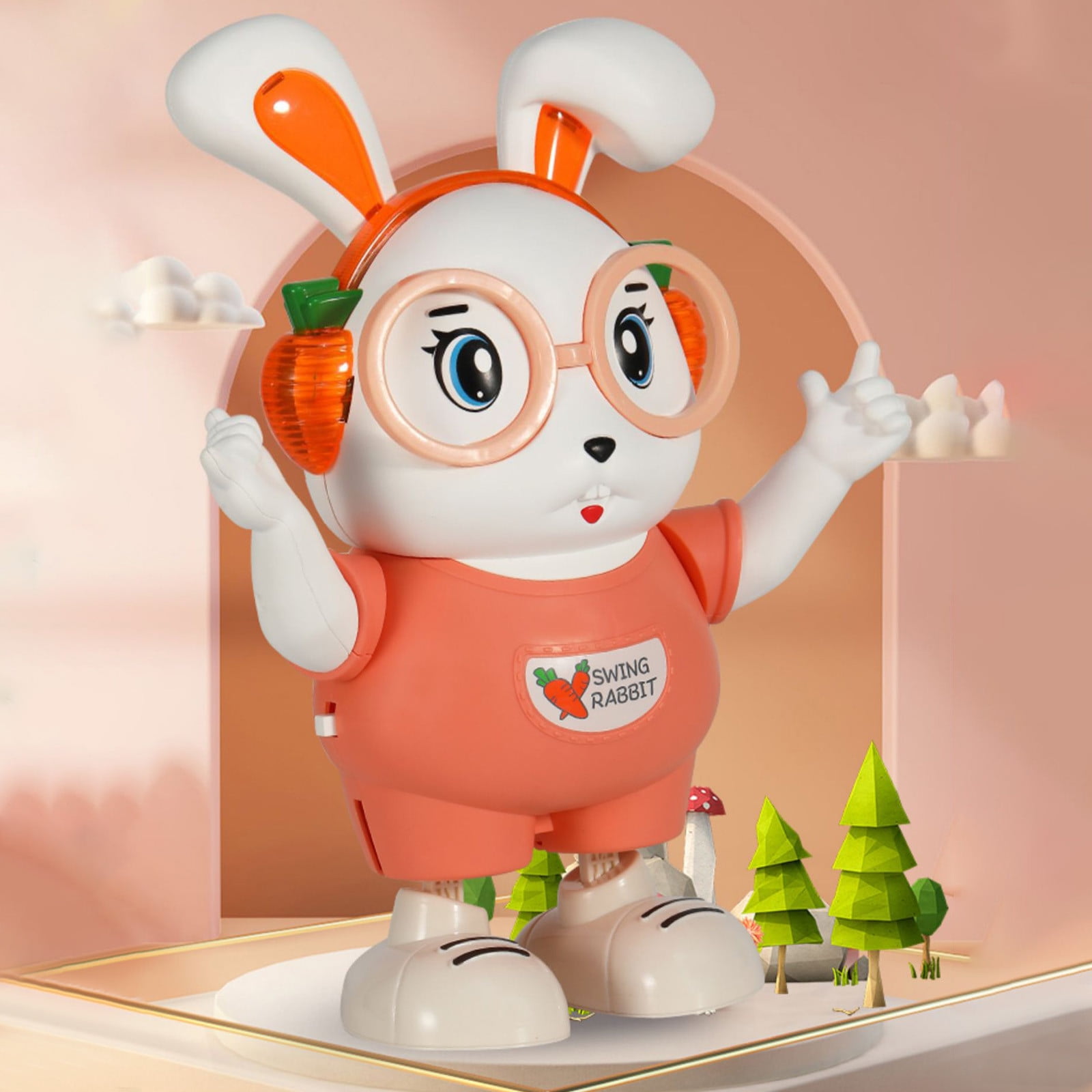 SPOORYYO Dancing Singing Bunny Robot Toy with Light Music and Interactive Play