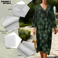 thumbnail image 5 of DISNIMO Maxi Dresses for Women Leaf Print Casual 3/4 Sleeve Dress Linen Style V Neck Shift Dress Fashion Loose Fit Midi Dresses, S, 5 of 6