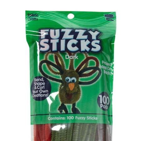 Kids Craft Dark Fuzzy Sticks, 100 Count