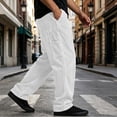 thumbnail image 2 of HomeDM Corduroy Sweatpants with Pockets for Men Casual Athletic Joggers White Elastic Waist Workout Pants Size 3XL, 2 of 6