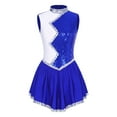 thumbnail image 4 of Alvivi Women Girls Mock Neck Glitter Sequins Dance Dress Ballet Leotard Jazz Cheer Leading Uniform Blue S, 4 of 7