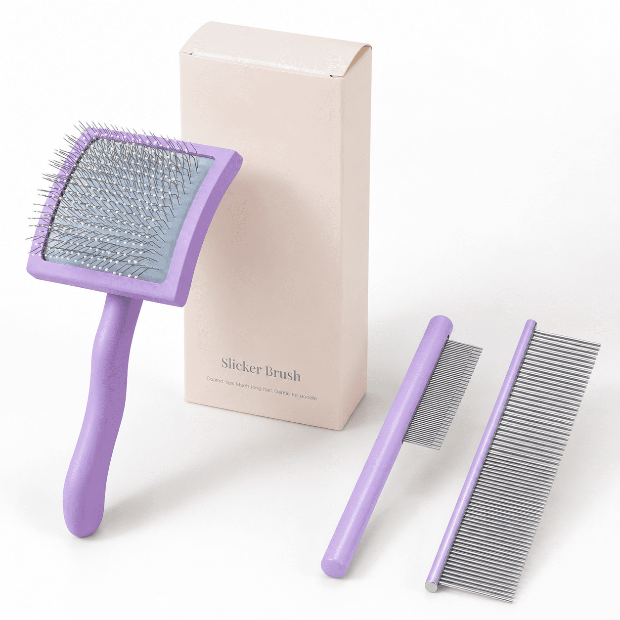 Purple Wooden Handle Slicker Brush for Long Haired Dogs and Cats