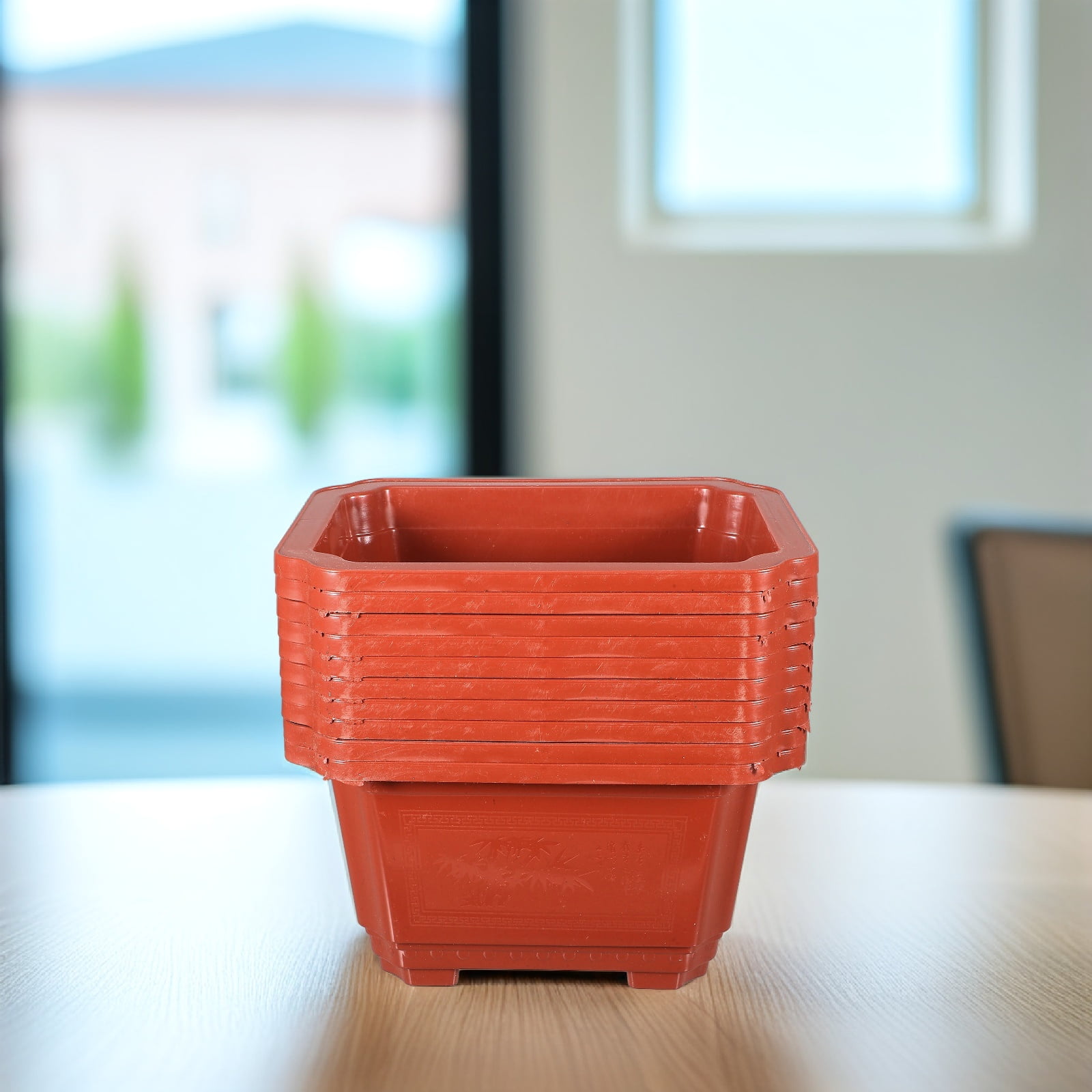 QIFULL 10Pcs Dark Red Plastic Flower Pots for Indoor Gardening Durable Bonsai Planters for Small Plants