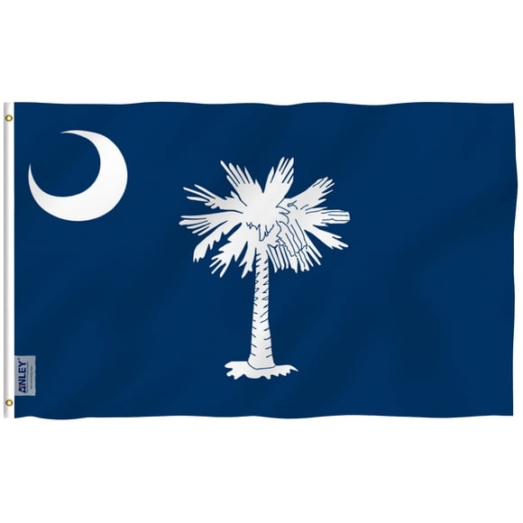 ANLEY Fly Breeze Bandera de poliéster del estado de Carolina del Sur de 3x5 pies,resistente a la decoloración UV, cabecera de lona y doble costura, banderas de Carolina del Sur SC con ojales de latón